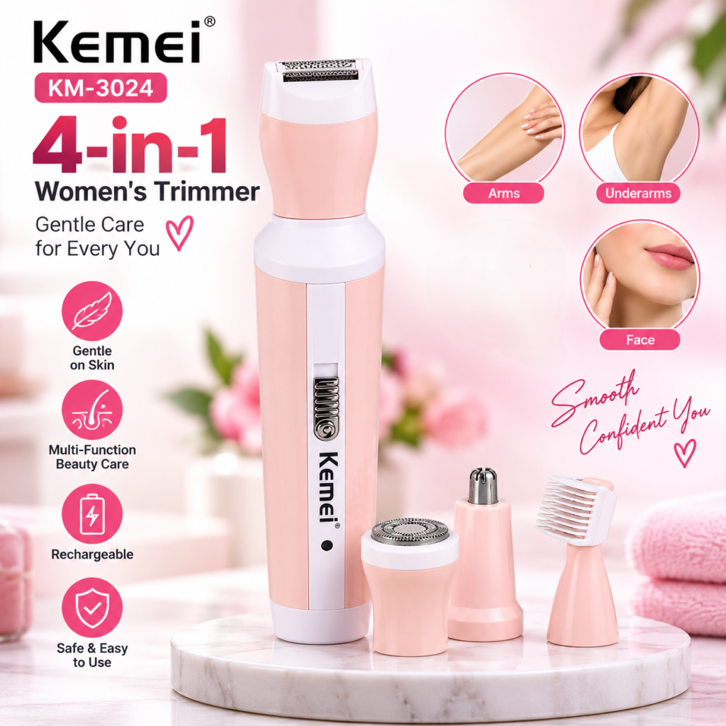 Kemei KM-3024 4-in-1 Rechargeable Trimmer For Women